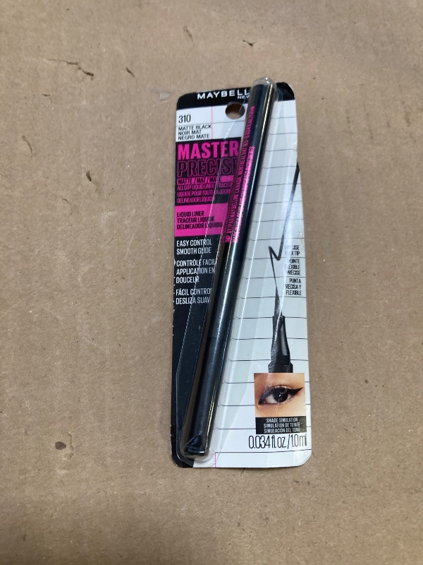 Photo 1 of Maybelline Eyestudio Master Precise All Day Waterproof Liquid Eyeliner Makeup, Matte Black, 1 Count (Packaging May Vary)