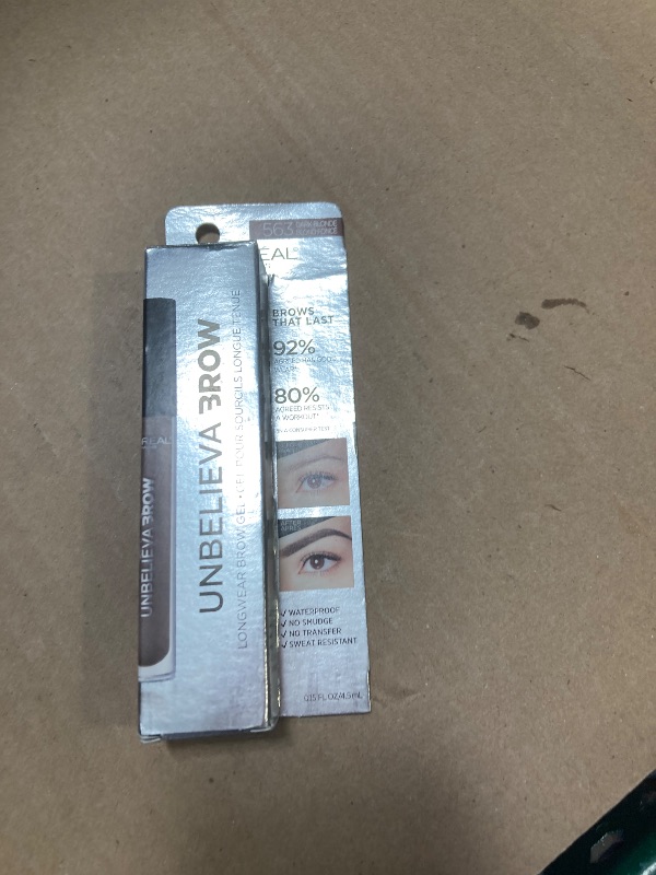 Photo 1 of L'Oreal Paris Unbelieva-Brow Longwear Waterproof Tinted Brow Gel, Smudge-resistant, Transfer- Proof, Quick Drying, Easy and quick application with precise brush, Dark Blonde, 0.15 fl. oz.
