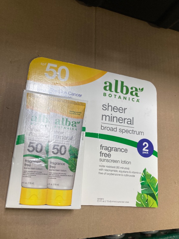 Photo 1 of Alba Botanica Mineral Sunscreen Lotion, Broad Spectrum SPF 50 Sunscreen, Water Resistant and Biodegradable, 4 fl. oz. (Pack of 2)