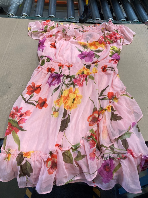 Photo 1 of Secret Garden Pink Floral Watercolor Paint Print Dress size small 