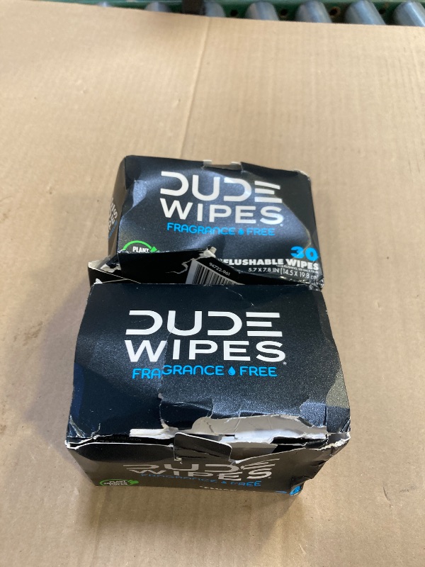 Photo 1 of DUDE Wipes - On-The-Go Flushable Wipes - 2 Pack, 60 Wipes - Unscented Extra-Large Individually Wrapped Adult Wet Wipes - Vitamin E & Aloe - Septic and Sewer Safe