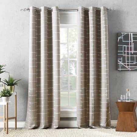 Photo 1 of 84"x40" Saki Shibori Print Blackout Grommet Curtain Panel Beige - Sun Zero: Polyester Twill, Indoor Use