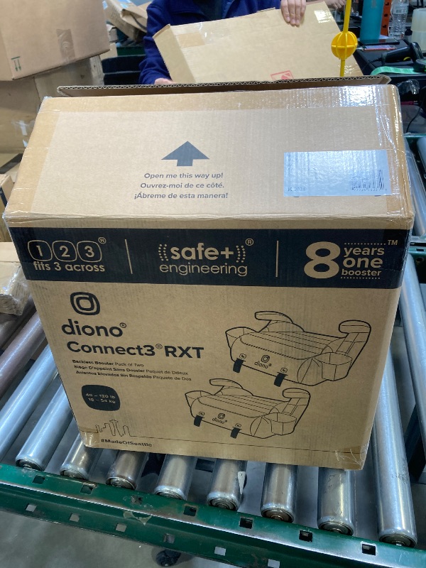 Photo 1 of Diono Connect3 RXT Backless Booster, Pack of 2, Slim Fit 3-Across in Many Mid-Sized Sedans and SUVs, for Children from 40-120 lbs., Lightweight with Latch connectors, Black Storm