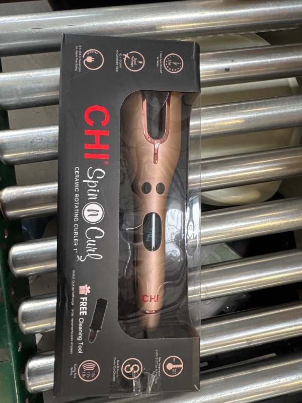 Photo 1 of CHI Spin N Curl, Curling Iron For Healthy & Shiny Effortless Curls & Waves, Provides Preset Temperature Settings For Each Hair Texture, Rose Gold