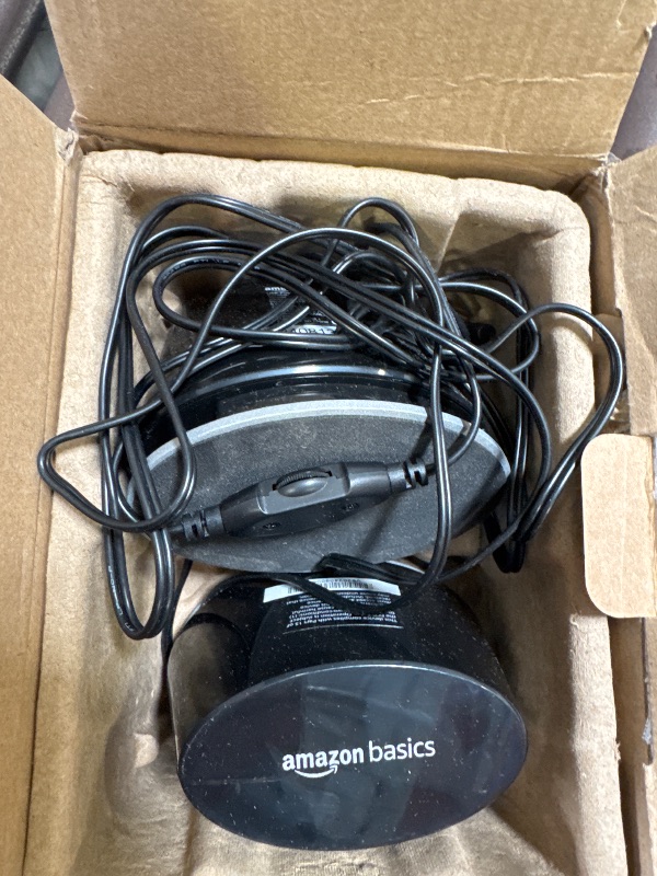 Photo 1 of Amazon Basics Stereo 2.0 Speakers for PC or Laptop, 3.5mm Aux input, USB-Powered, 1 Pair, Black