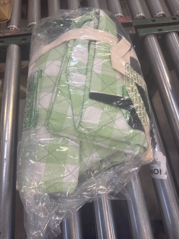 Photo 1 of WILLOW WEAVE Picnic Blanket, 80''x80'' Waterproof Outdoor Blankets, Picnic Mat Washable for Beach, Picnic Blankets for Camping on Grass with Shoulder Strap - Green & White