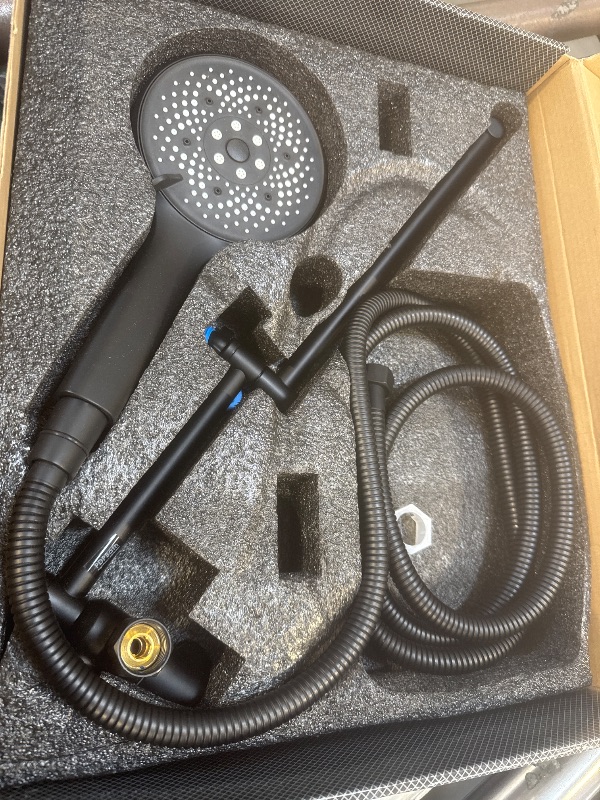 Photo 1 of PDPBath 14 Inch Rain Shower Head with 5+1 Settings Handheld Spray Combo, High Pressure Rainfall Shower Head with 16'' Upgrade Adjustable Extension Arm, 79" Extra Long Hose, 3-Way Diverter, Matte Black