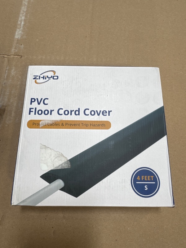Photo 1 of Floor Cord Cover 4ft, Cord Hider Floor White, Floor Cable Management Prevent Cable Trips, Floor Cable Cover Wire Covers for Electric Power Extension Cords, Cord Protector Cord Cavity W0.47 x H0.28