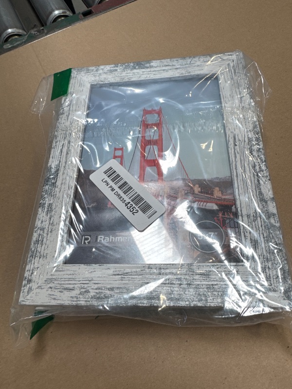 Photo 1 of iRahmen 5x7 Picture Frame Set of 4, High Definition Glass Distressed White Frame, 5 x 7 Photo Frames for Tabletop Display and Wall Mounting