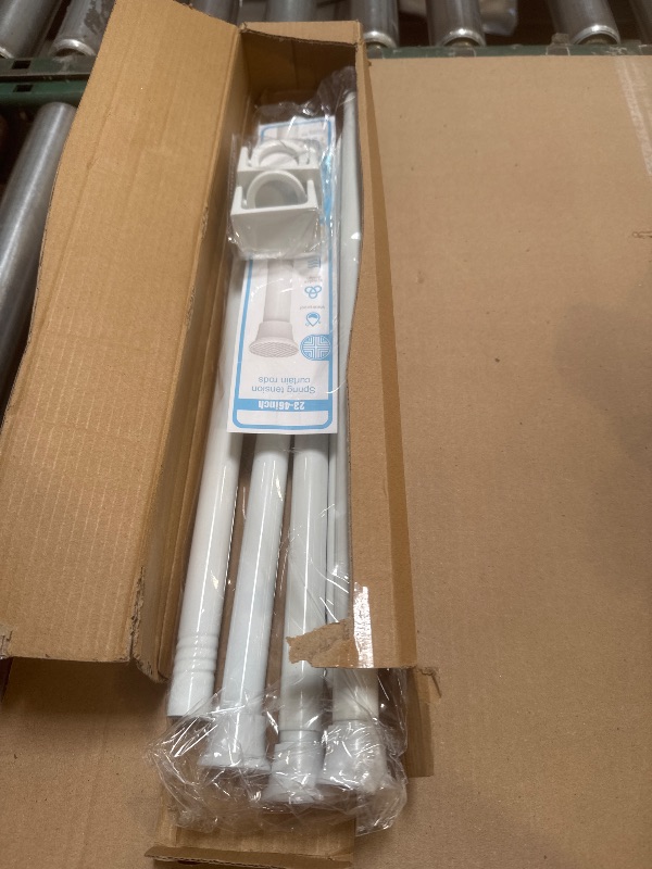 Photo 1 of 2PCS Spring Tension Curtain Rods 23 to 48 Inch White Tension Rod Spring Curtain Rod Short Curtain Rod Tension Small Curtain Rods for Window, (With Two Set Rod Holder)