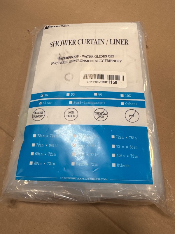 Photo 1 of AmazerBath Shower Curtain Liner 2 Pack, 72 x 96 Inches Extra Long PEVA Plastic Shower Liner with 3 Weighted Stones and 12 Rustproof Metal Grommet, Lightweight Waterproof Shower Curtain - Clear