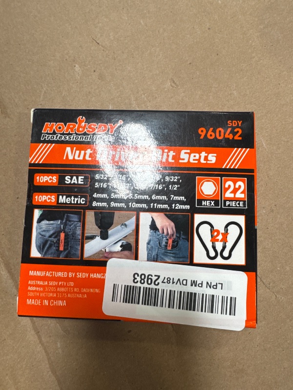 Photo 1 of HORUSDY 22-Piece Power Nut Driver Set for Impact Drill, SAE and Metric, 1/4” Nut Driver Hex Keys, Hex Head Drill Bit Set