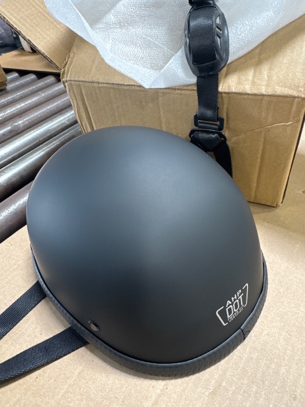 Photo 1 of Motorcycle Half Helmet, DOT Approved Adult Men Women Retro Open Face Bike-Helmets, Bicycle/Skateboard Helmet for Adults, Bike, Skate, Scooter, Longboard Half Shell Helmet (Matte Black, Large)