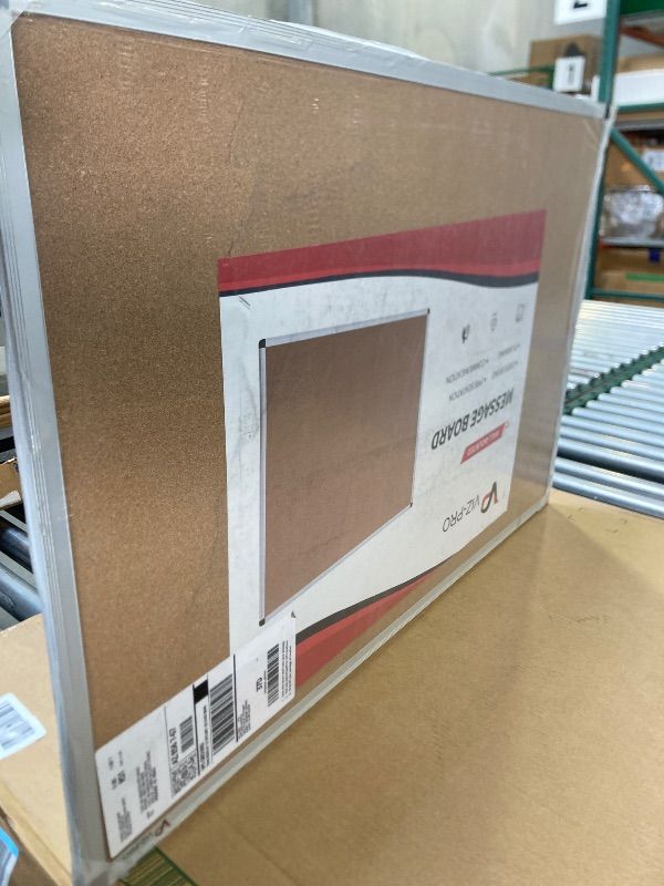 Photo 1 of VIZ-PRO Cork Notice Board, 36 X 24 Inches, Silver Aluminium Frame