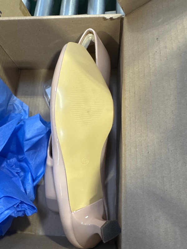 Photo 1 of Trary Women's Kitten Heels Dress Pumps Classic Square Toe Shoes Casual Low Heels Closed Toe Pumps for Women Office Nude 10