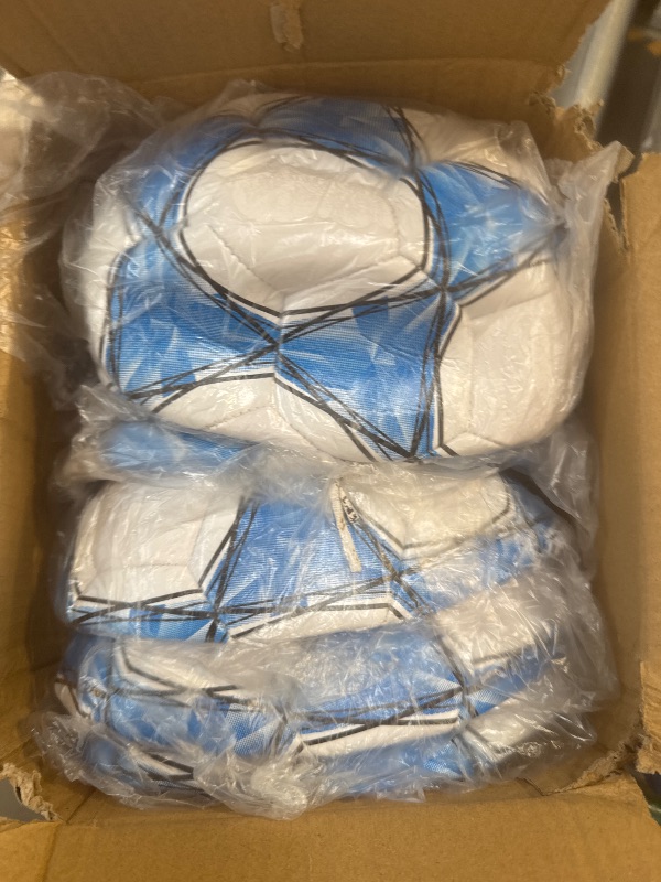 Photo 1 of ELKCIP 6 Pack Classic deflated Soccer Balls Size 3/4/5 with Pump and Mesh Bag for Indoor Outdoor Lawn Game Training Practice Bulk Sport Gift for Teens Adults, Dark Blue, Size 4