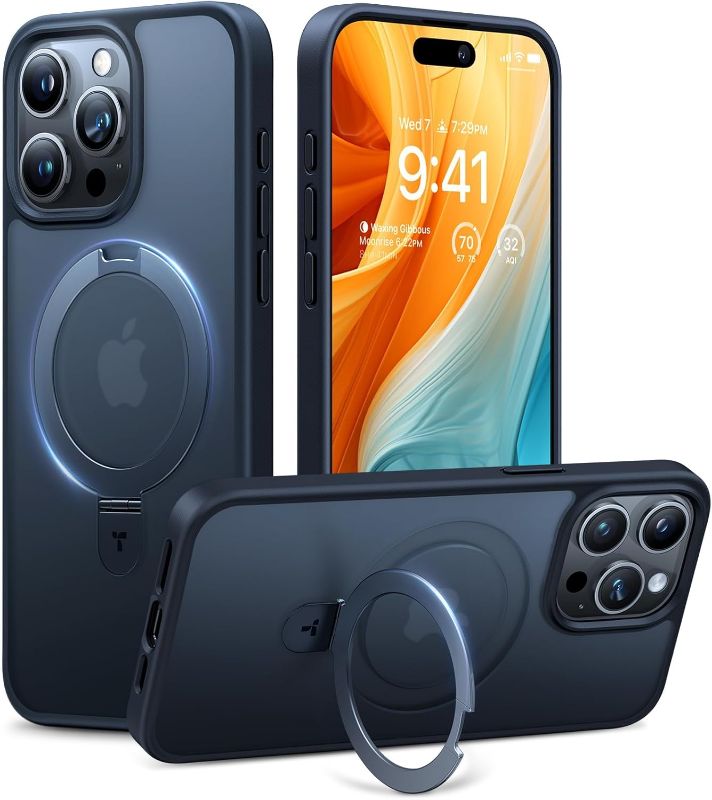 Photo 1 of TORRAS Magnetic Ostand for iPhone 15 Pro Max Case, [Military Grade Drop Tested] [Compatible with MagSafe][Build-in Kickstand] Translucent Slim Soft Edge Anti-Fingerprint 2023, 