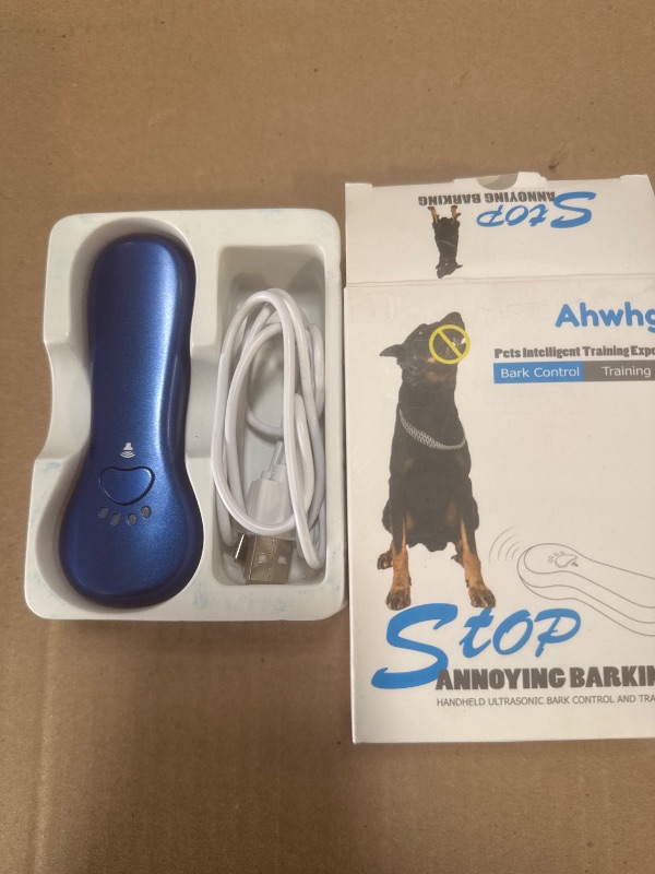 Photo 1 of Ahwhg New Anti Barking Device,Dog Barking Control Devices,Rechargeable Ultrasonic Dog Bark Deterrent up to 16.4 Ft Effective Control Range Safe for Human & Dogs Portable Indoor & Outdoor(Blue)