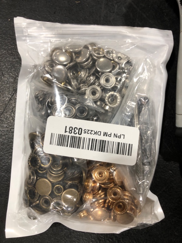 Photo 1 of 120 Set Leather Snap Fasteners Kit, 10/12.5/15mm Metal Button Snaps Press Studs with 4 Setter Tools, 4 Color Leather Snaps for Clothes, Jackets, Jeans Wears, Bracelets, Bags