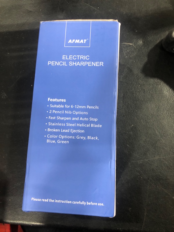 Photo 1 of AFMAT Pencil Sharpener, Electric Pencil Sharpener for Colored Pencils, Auto Stop, Fast Sharpen in 3s, Large Hole Pencil Sharpener Plug in for 6-12mm No.2/Jumbo Pencils-Blue