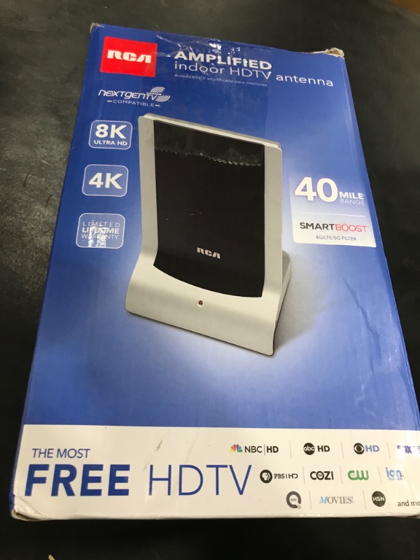 Photo 1 of RCA Amplified Indoor HDTV Antenna with SmartBoost Technology, NextGen TV, Compatible to Deliver Stunning 4K Ultra HD Picture and Quality Sound, 6’ Built-In Coax Cable