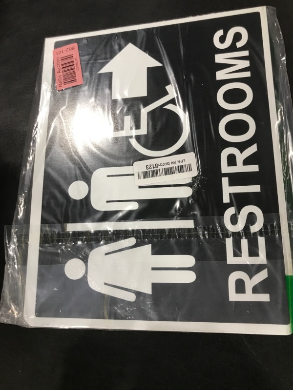 Photo 1 of ComplianceSigns.com Accessible Restrooms Right Wall Sign, Projection-Mount 13x10 inch Black Aluminum for Public Bathrooms
