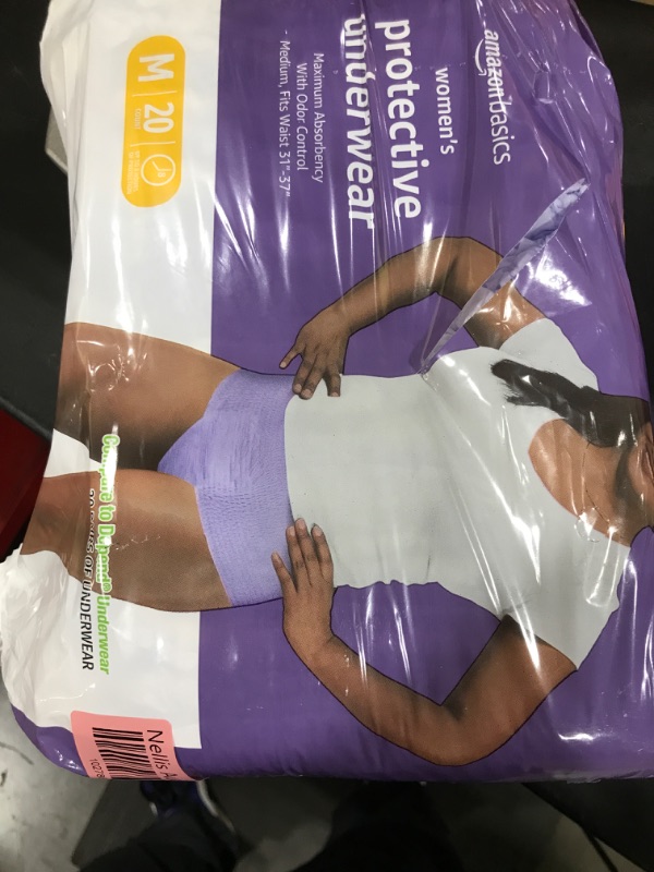 Photo 1 of Amazon Basics Incontinence Underwear for Women, Protective, Disposable, Postpartum, Maximum Absorbency, Medium, Lavender, 20 Count