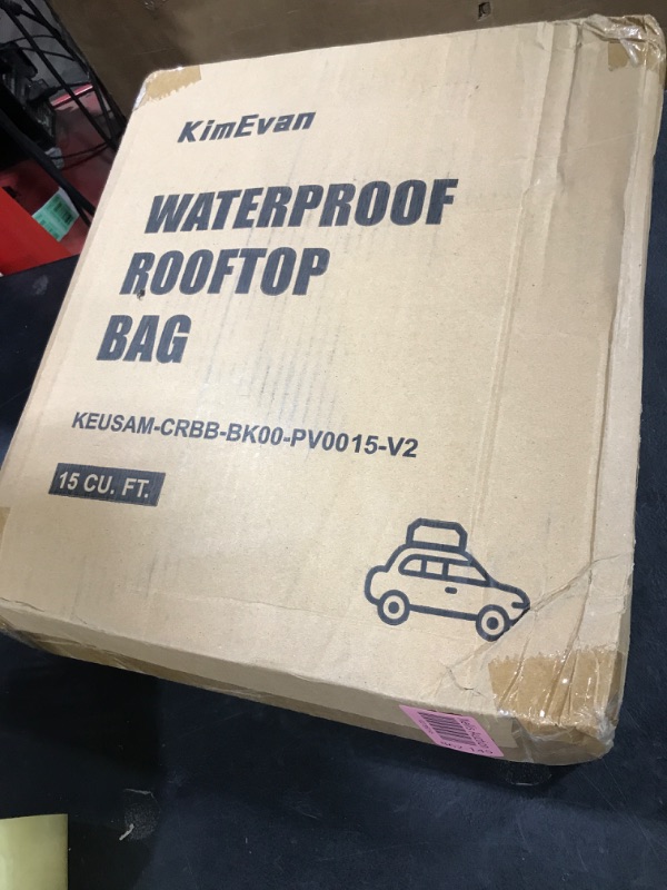 Photo 1 of Kimevan Waterproof Rooftop Cargo Carrier, Upgrade Waterproof Design Luggage Roof Rack Soft Cargo Bag 15 Cubic feet for All Cars with/Without Rack, Includes Anti-Slip Mat, 2 Reinforced Straps