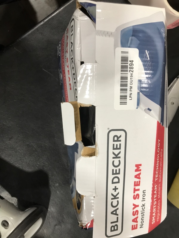 Photo 1 of BLACK+DECKER Easy Steam Compact Iron for Clothes, Automatic Shutoff, Nonstick Plate, Light Weight, 1200 Watts