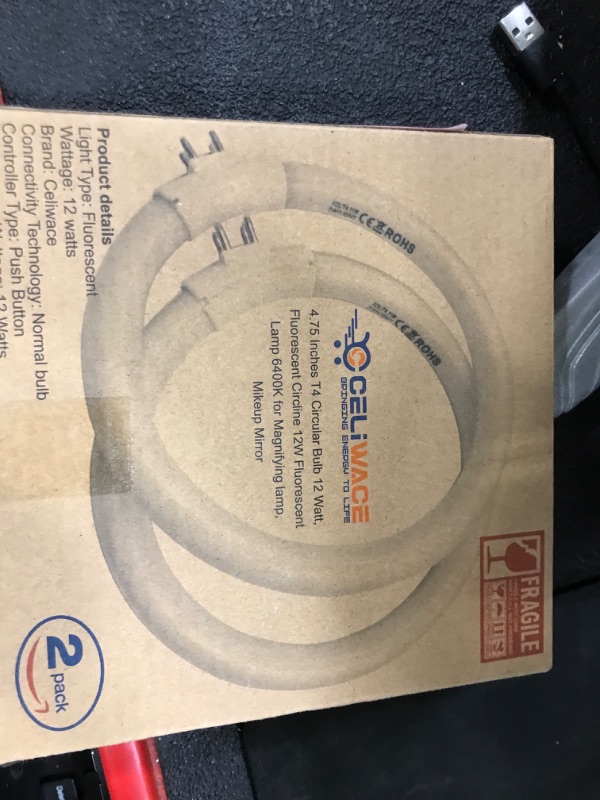 Photo 1 of Celiwace 4.75 Inches T4 Circular Bulb 12 Watt, Fluorescent Circline 12W Fluorescent Lamp 6500K for Magnifying lamp, Mikeup Mirror 2 Pack