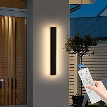 Photo 1 of 23.6inch Exterior Wall Lights for House, Modern Outdoor Wall Sconce, Dimmable 3000K-6000K, IP65 Waterproof, Outside Long Strip Lights, Wall Mount Lighting for Porch, Garage with Remote Control