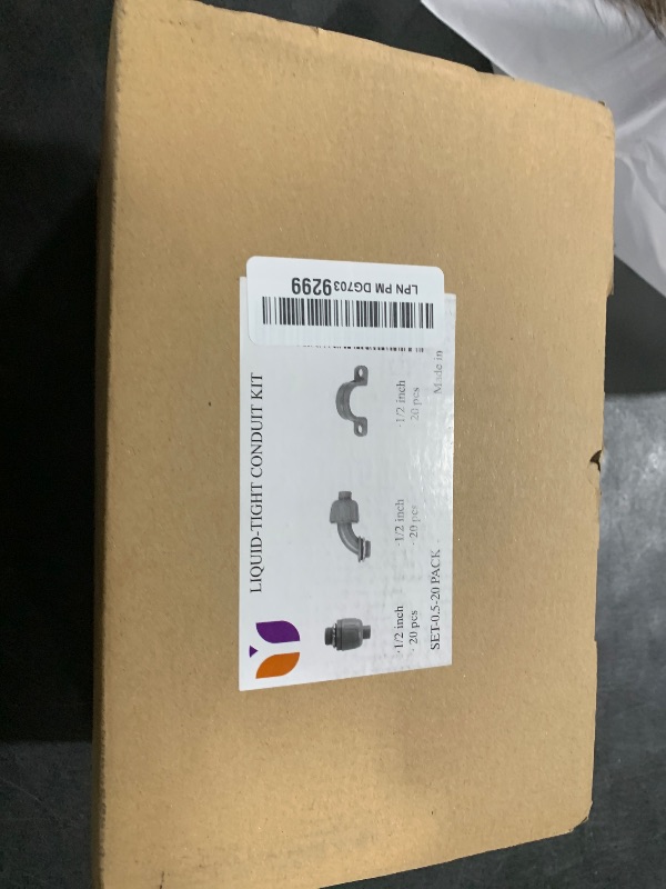 Photo 1 of (1/2" Conduit Parts 60 Pack) Yariwiz 1/2 PVC Electrical Conduit Fitting Plastic Liquid Tight Conduit Connector Kit, Include 20 Conduit Couplings, 20 Conduit 90 Degree Elbows and 20 Conduit Straps