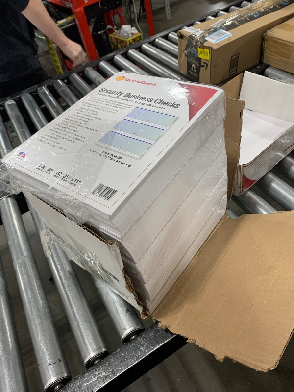 Photo 2 of Docugard Premier Prismatic Business Checks, 3 Checks Per Page, Blue and Green, 24 lb, 8.5 x 11 Inches, 2500 Sheets (04539C)