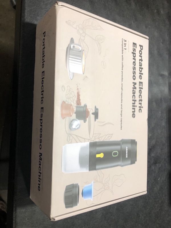Photo 1 of AIBOKEE Portable Electric Espresso Machine,Travel Coffee Maker for Camping, Car Coffee Maker Self-Heating with USB-DC,3-in-1 Extraction of 8g Coffee Powder,NS and Small Capsules for RV,Hiking,Office G