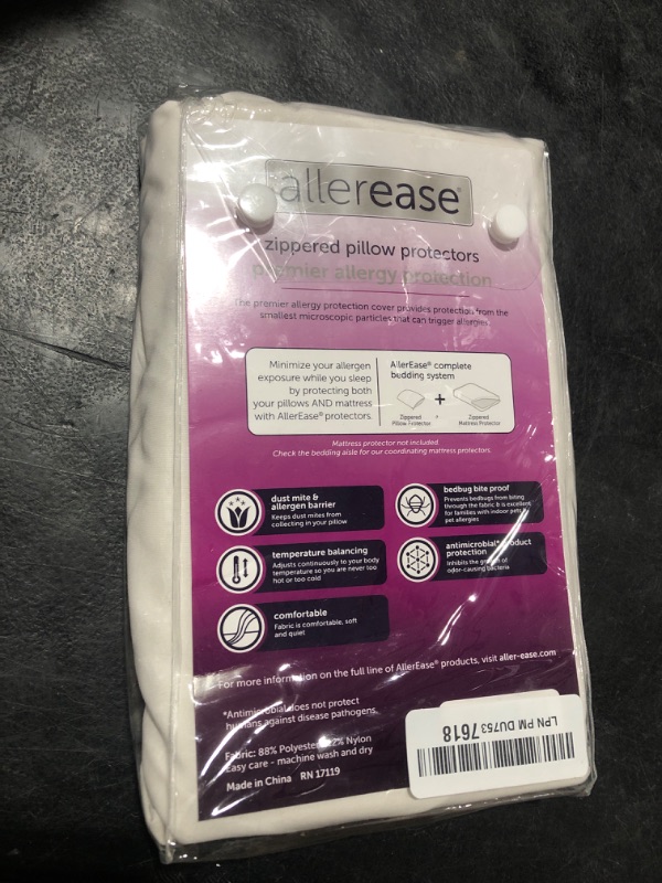 Photo 1 of Set of 4 Standard/Queen AllerEase Pillow Protectors - Temperature Balancing, Allergist Recommended - Premium Breathable, Zippered Protectors