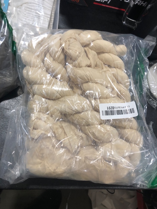 Photo 1 of DeZerlor Beige Cheesecloth Table Runner 4 Pack Spring Sheer Cream Cheese Cloth Table Runners Gauze 120 Inches Long Boho Easter Table Decorations for Wedding Bridal Baby Shower Garden Party Decor