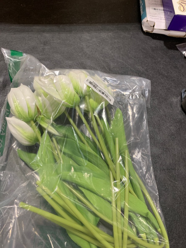 Photo 1 of Arborus Artificial Tulips Flowers – 20" Long Stem Faux Tulips, 10PCS Real Touch Fake White Tulip for Vase, Farmhouse, Kitchen, Spring & Wedding Home Decor