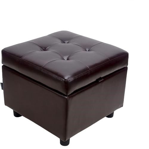 Photo 1 of Evafuda Leather Ottoman with Storage Square,Storage Ottoman Cube,Ottoman Foot Rest, Brown