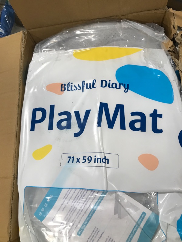 Photo 1 of Blissful Diary Baby Play Mats for Floor, 71x59 Inch Extra Thicker & Large Soft Cushioning Foam Playmats for Babies and Toddlers, Foldable Washable Baby Crawling Mat for Playpen, Earth Tones Design