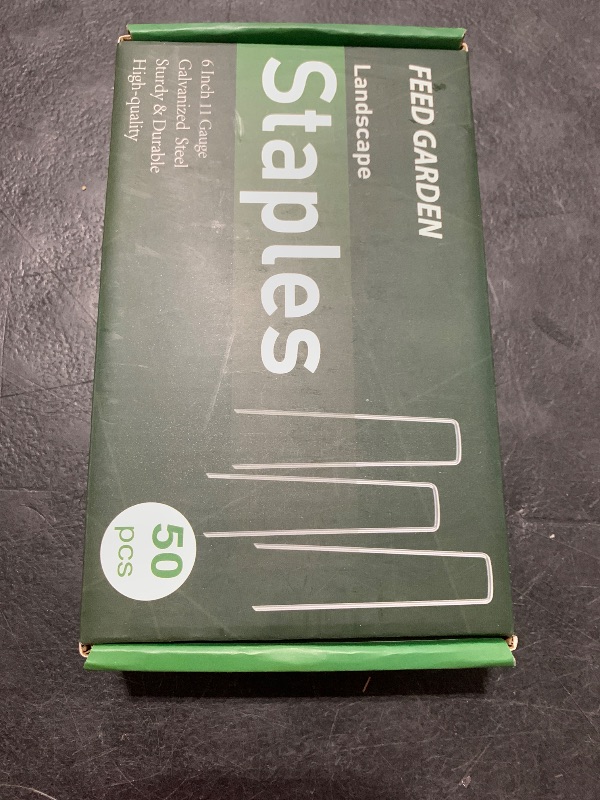 Photo 1 of FEED GARDEN 6 Inch 50 Pack Hot-dip Galvanized Landscape Staples Plant Cover Stakes 11 Gauge Tent Stakes Garden Stakes Landscaping Fabric SOD Pins Yard Stakes for Decoration Weed Barrier Fabric