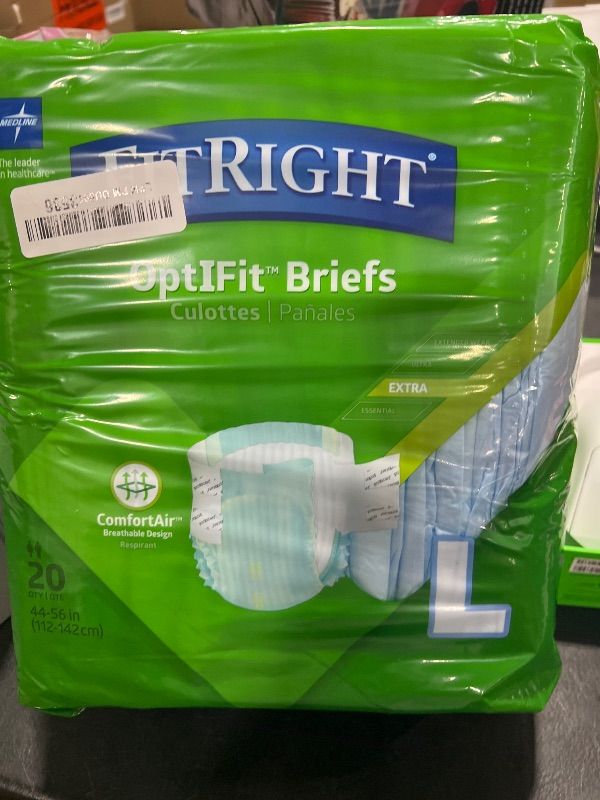 Photo 1 of FitRight OptiFit Ultra Adult Briefs, Incontinence Diapers with Tabs, Heavy Absorbency, Large, 44 to 56", 20 Count