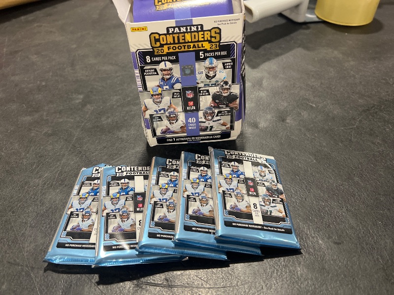 Photo 1 of 2023 Panini Contenders Football 5-Pack Trading Card HOBBY Blaster Box