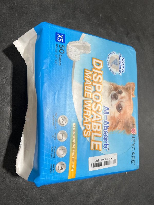 Photo 1 of HONEY CARE All-Absorb A27 Male Dog Wrap, 50 Count, Extra Small