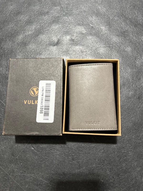 Photo 1 of VULKIT Card Holder Wallet with Coin Pocket Magnetic Closure Pop Up Cards With ID Window Leather Wallet for Cash & Credit Cards, Grey