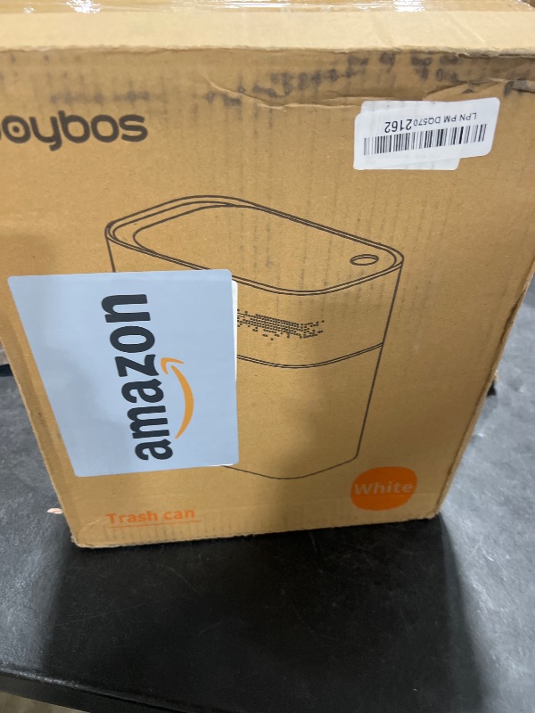 Photo 1 of JOYBOS Trash Can with Lid Automatic Garbage Can, 3.8 Gallon Slim Small White Plastic Smart Trash Bin, Narrow Motion Sensor for Bedroom, Bathroom, Toilet Office