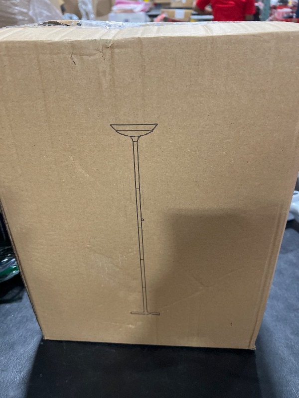 Photo 1 of BoostArea Torchiere Floor Lamp, 30W Super Bright LED Standing Lamp, Stepless Dimmable Pole Lamp with 3000K Lighting, Rotary Switch, 70 Inch Tall Metal Modern Floor Lamps for Living Room/Bedroom Black