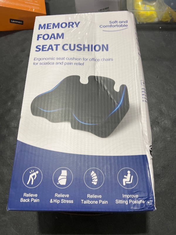 Photo 1 of Benazcap X Large Memory Seat Cushion for Office Chair Pressure Relief Sciatica & Tailbone Pain Relief Memory Foam Firm Coccyx Pad for Long Sitting, for Office Chair, Gaming Chair and Car Seat Upgrade