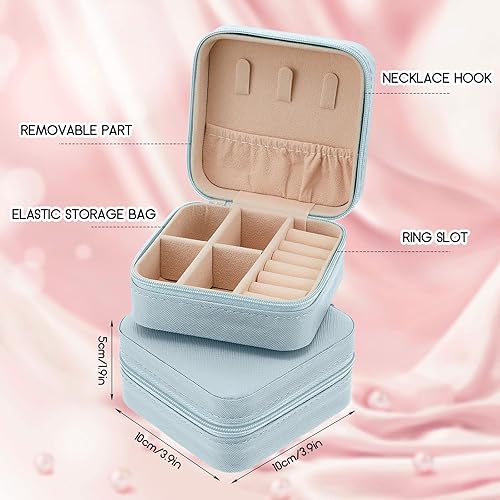 Photo 1 of Travel Jewelry Case Bridesmaid Gift Boxes Jewelry Travel Organizer Small Jewelry Box Mini Storage Organizer Storage Box for Women Girls Bridesmaid Gift(Light Blue)