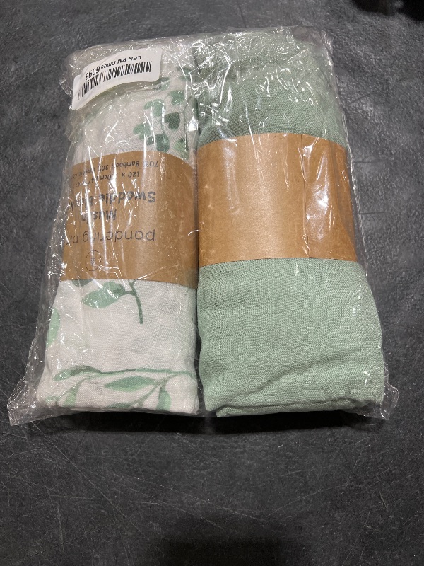 Photo 1 of Organic Baby Muslin Swaddle Blankets for Boy or Girl - Eucalyptus Leaves and Sage Swaddling Blanket 2 Pack - Soft Muslin, XLarge and Breathable, Boho Baby, 47" X 47"