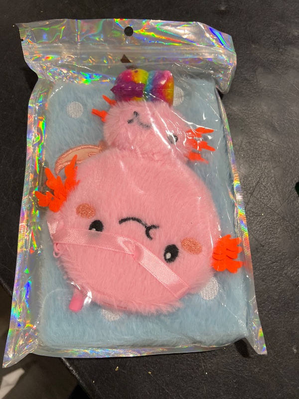 Photo 1 of CY2SIDE Axolotl Diary Plush Secret Journal with Lock and Keys for Girls